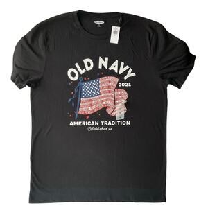 Old Navy Men Short Sleeve T-shirt size M, Black, American Tradition